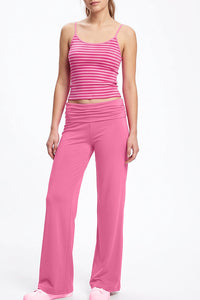 Willluxe® Striped Cami & Fold-Over Wide Leg Pants Set