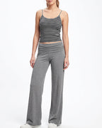 Willluxe® Striped Cami & Fold-Over Wide Leg Pants Set