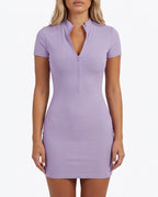 Willluxe® Zip-Front Bodycon Mini Dress