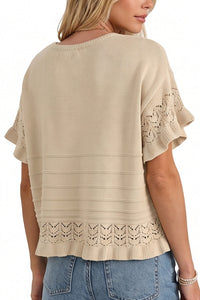 Willluxe® Crochet Ruffle Hem Knit Top