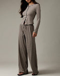 Willluxe® Button-Down Striped Knit Lounge Set