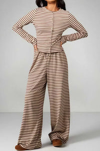 Willluxe® Button-Down Striped Knit Lounge Set