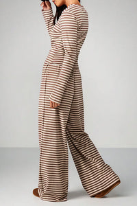 Willluxe® Button-Down Striped Knit Lounge Set