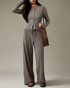 Willluxe® Button-Down Striped Knit Lounge Set