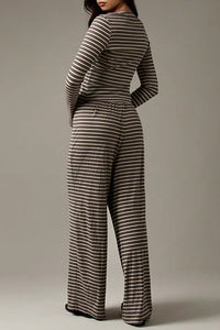 Willluxe® Button-Down Striped Knit Lounge Set