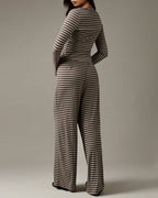 Willluxe® Button-Down Striped Knit Lounge Set