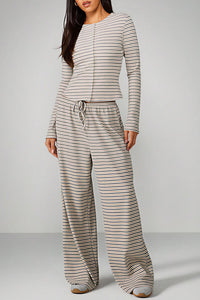 Willluxe® Button-Down Striped Knit Lounge Set