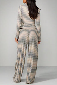 Willluxe® Button-Down Striped Knit Lounge Set