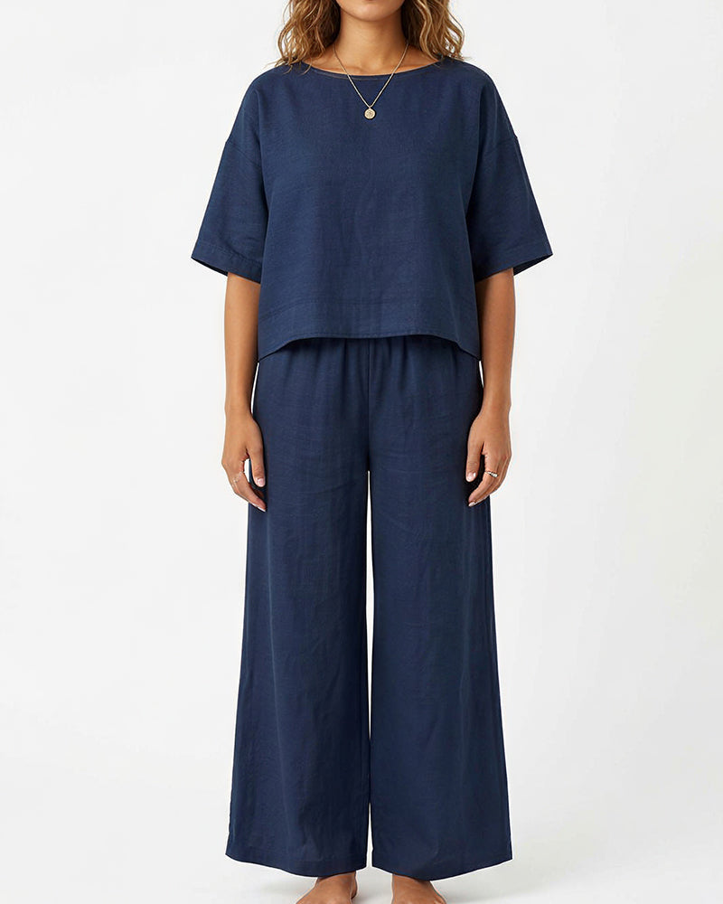 Willluxe® Relaxed Top & Wide-Leg Pants Set