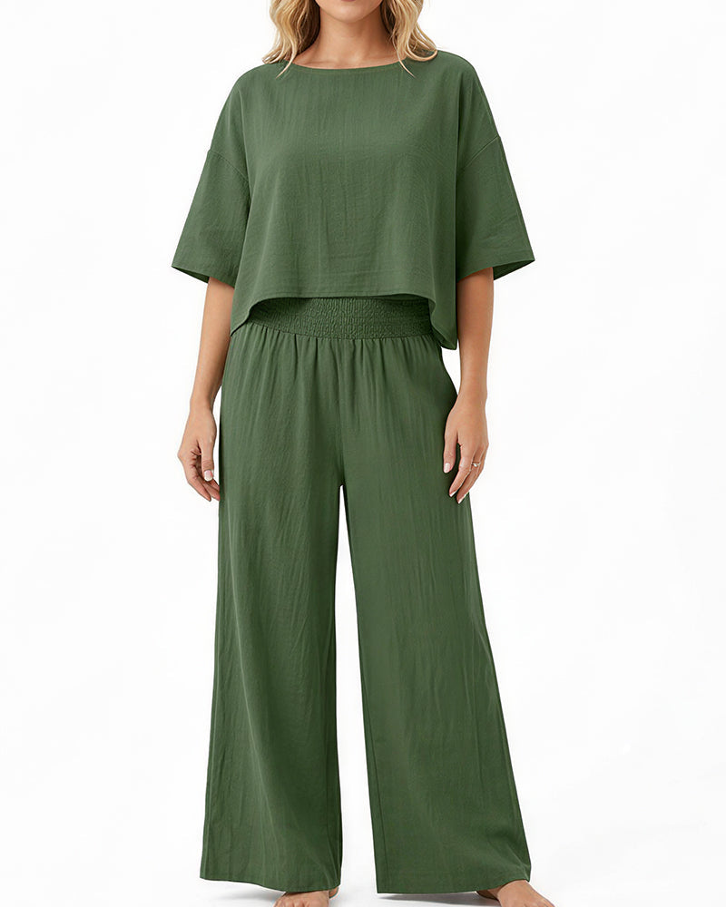Willluxe® Relaxed Top & Wide-Leg Pants Set