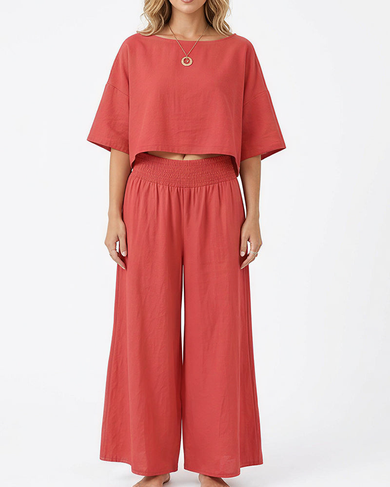 Willluxe® Relaxed Top & Wide-Leg Pants Set