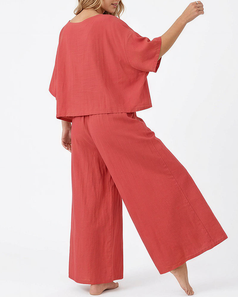 Willluxe® Relaxed Top & Wide-Leg Pants Set