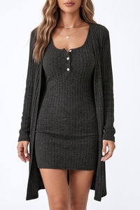 Willluxe® Ribbed Cami Dress & Cardigan Set