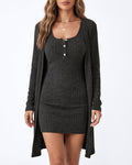Willluxe® Ribbed Cami Dress & Cardigan Set