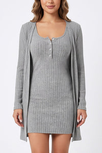 Willluxe® Ribbed Cami Dress & Cardigan Set