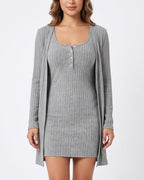 Willluxe® Ribbed Cami Dress & Cardigan Set