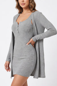 Willluxe® Ribbed Cami Dress & Cardigan Set