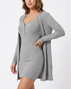Willluxe® Ribbed Cami Dress & Cardigan Set