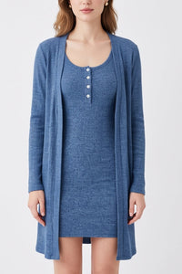 Willluxe® Ribbed Cami Dress & Cardigan Set