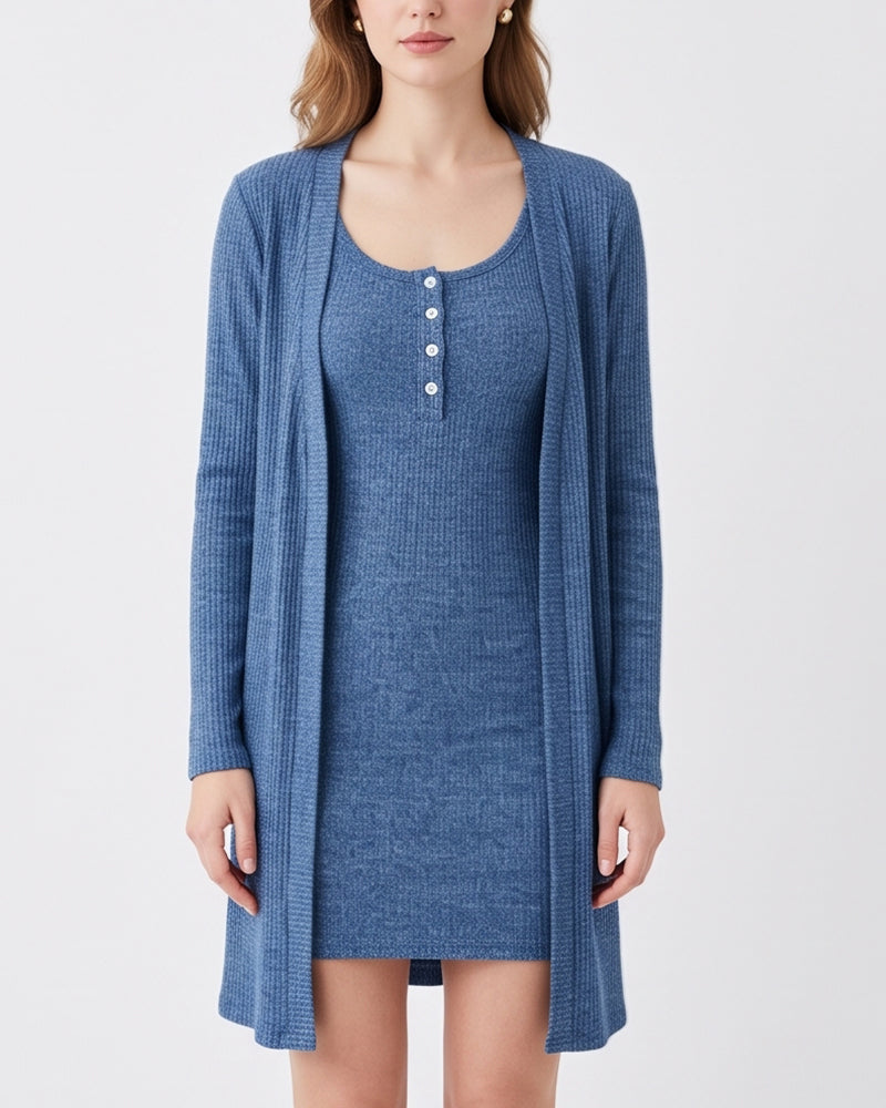 Willluxe® Ribbed Cami Dress & Cardigan Set