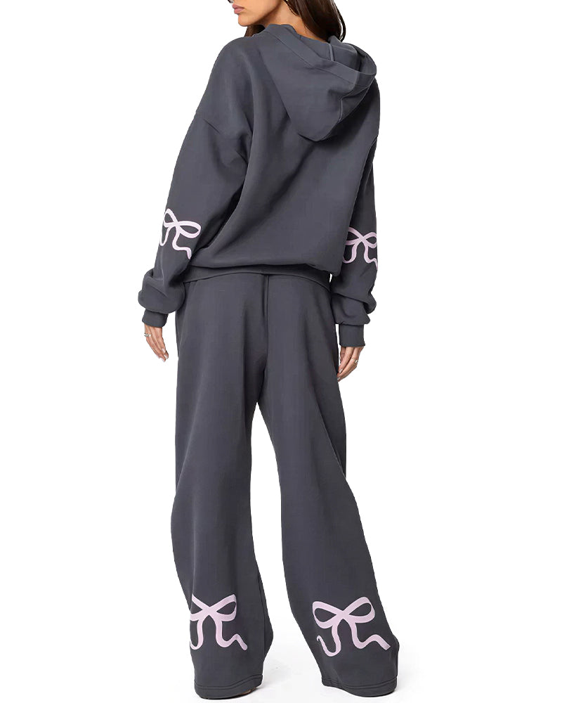 Willluxe® Bow Detail Hoodie & Sweatpants Set