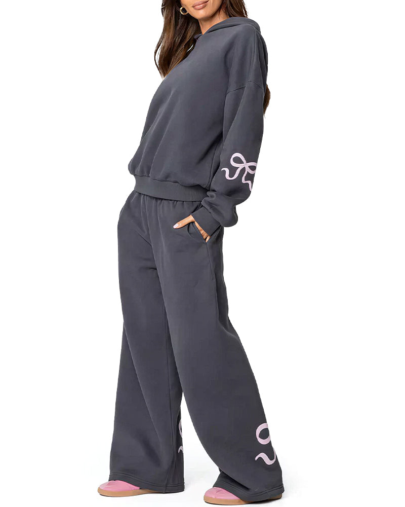 Willluxe® Bow Detail Hoodie & Sweatpants Set