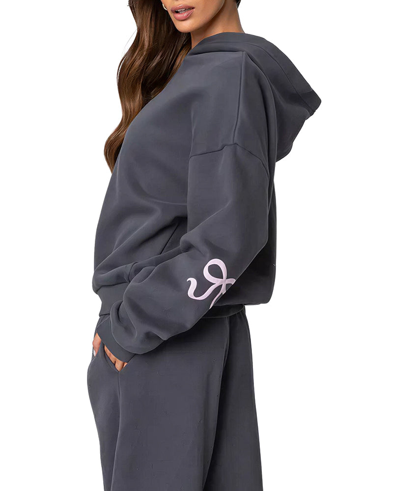 Willluxe® Bow Detail Hoodie & Sweatpants Set