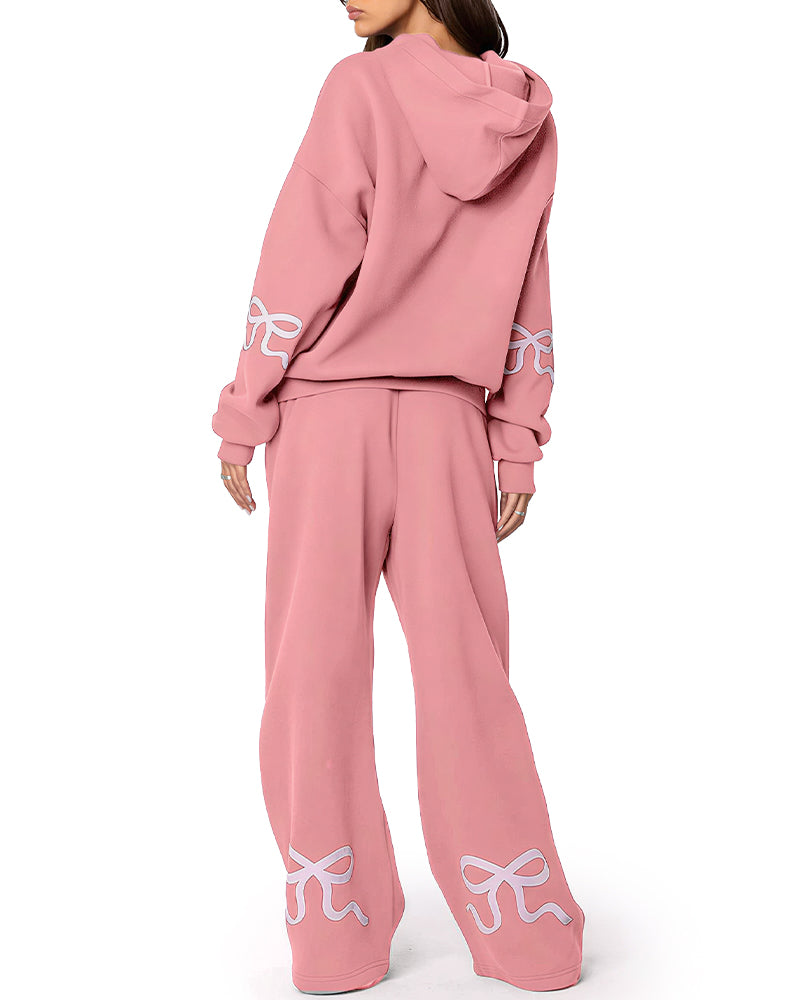 Willluxe® Bow Detail Hoodie & Sweatpants Set