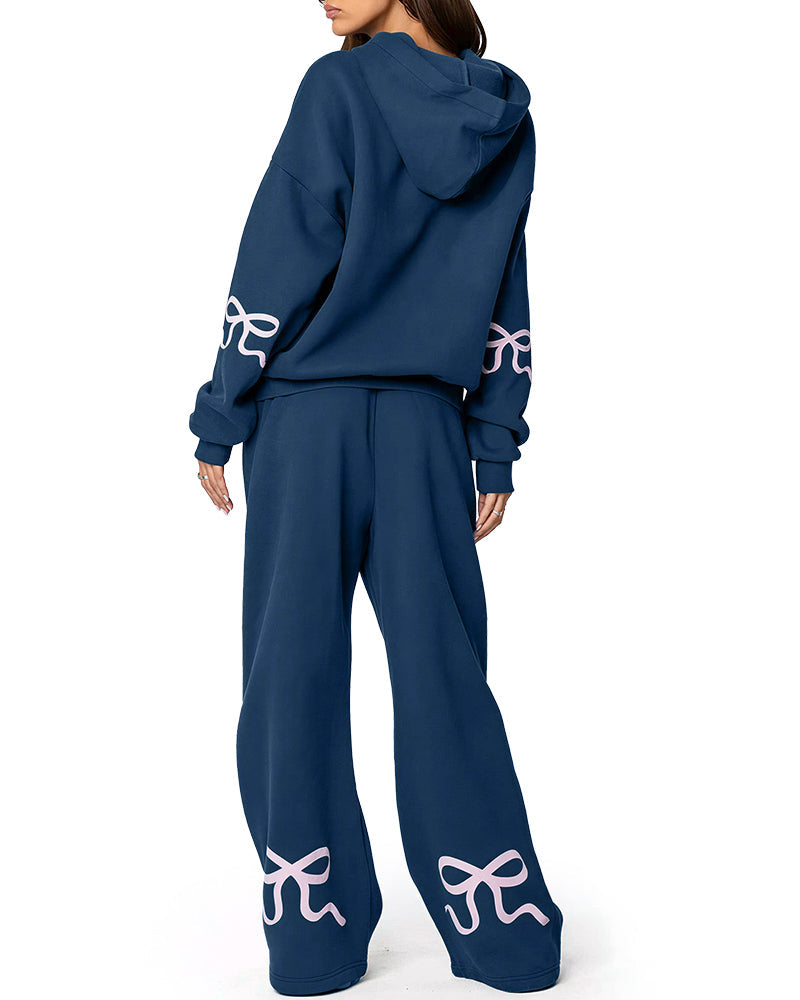 Willluxe® Bow Detail Hoodie & Sweatpants Set