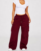 Willluxe® Relaxed Fit Cargo Sweatpants Wide Leg Trousers