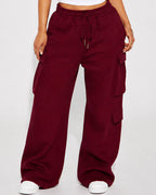 Willluxe® Relaxed Fit Cargo Sweatpants Wide Leg Trousers