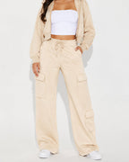 Willluxe® Relaxed Fit Cargo Sweatpants Wide Leg Trousers