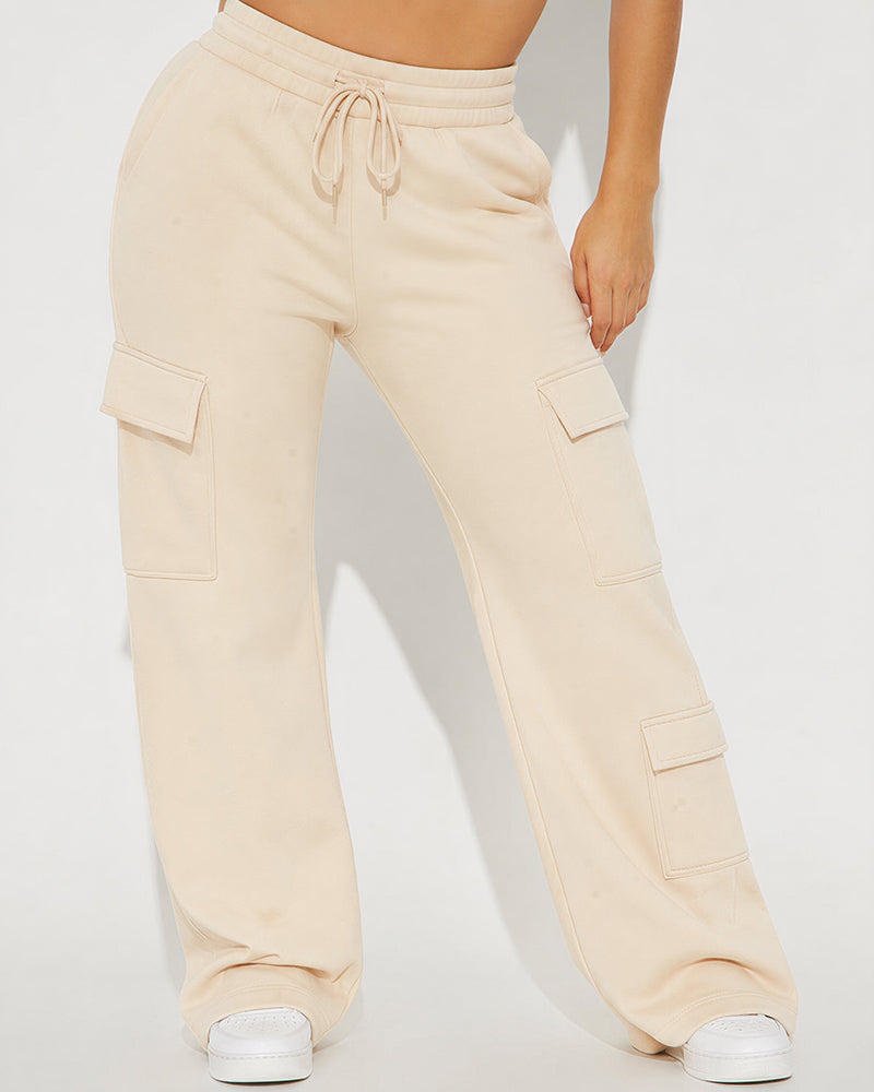 Willluxe® Relaxed Fit Cargo Sweatpants Wide Leg Trousers