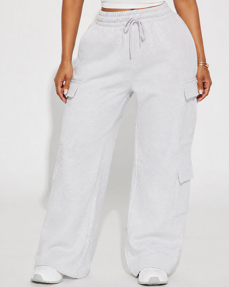 Willluxe® Relaxed Fit Cargo Sweatpants Wide Leg Trousers