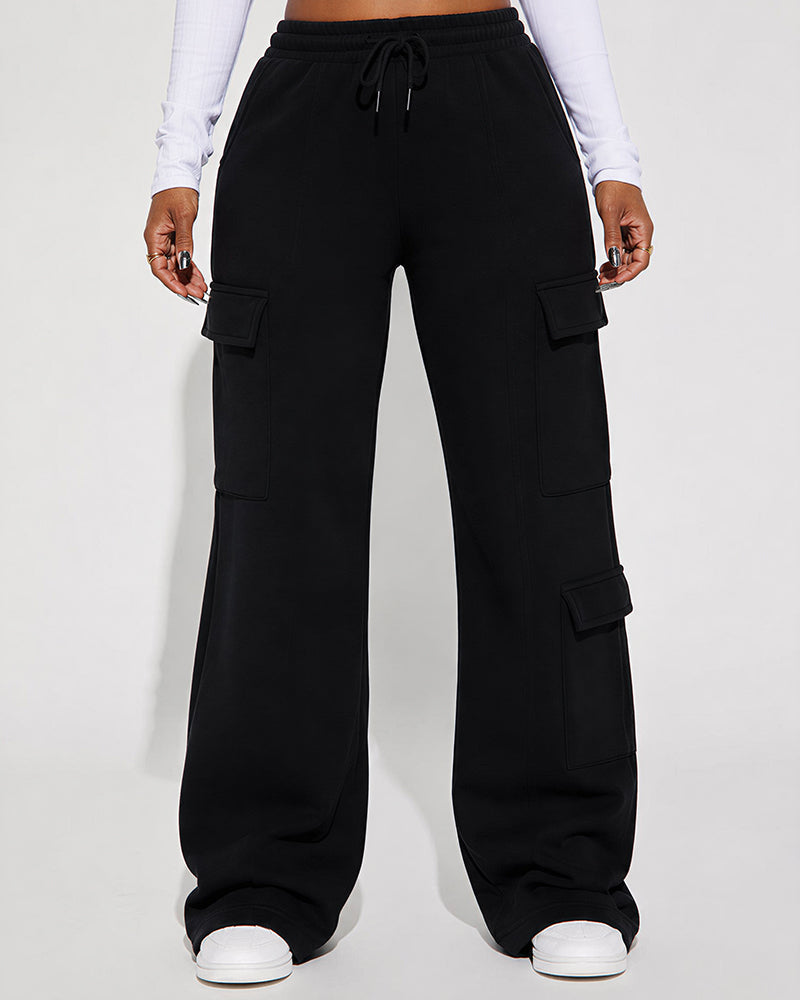 Willluxe® Relaxed Fit Cargo Sweatpants Wide Leg Trousers