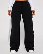 Willluxe® Relaxed Fit Cargo Sweatpants Wide Leg Trousers
