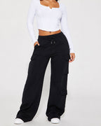 Willluxe® Relaxed Fit Cargo Sweatpants Wide Leg Trousers