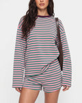 Willluxe® Striped Long Sleeve Top & Shorts Set