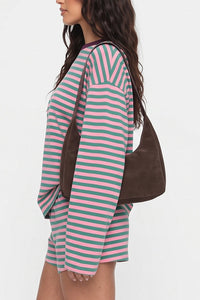 Willluxe® Striped Long Sleeve Top & Shorts Set