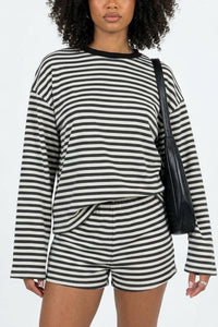 Willluxe® Striped Long Sleeve Top & Shorts Set