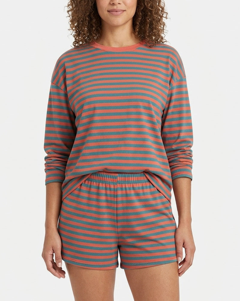 Willluxe® Striped Long Sleeve Top & Shorts Set