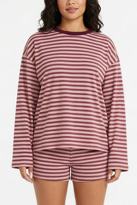 Willluxe® Striped Long Sleeve Top & Shorts Set