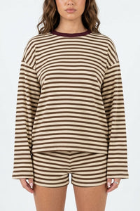 Willluxe® Striped Long Sleeve Top & Shorts Set