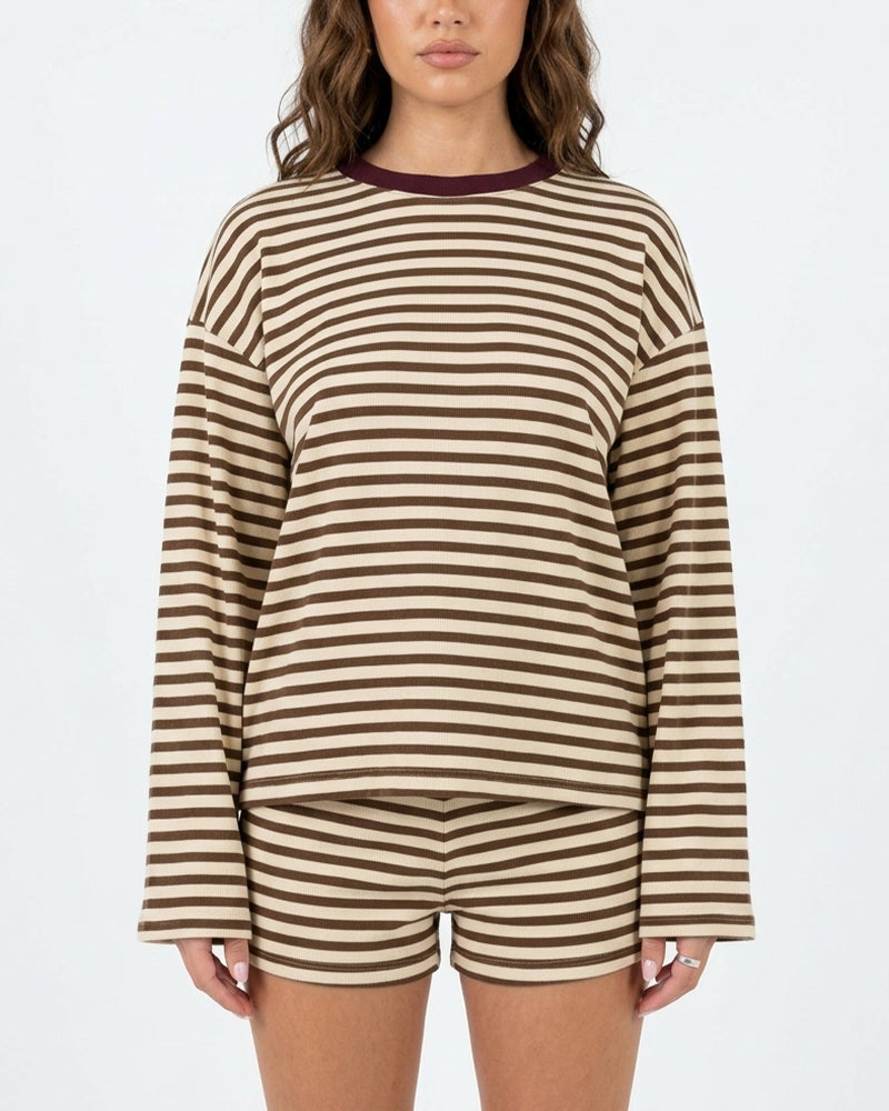 Willluxe® Striped Long Sleeve Top & Shorts Set