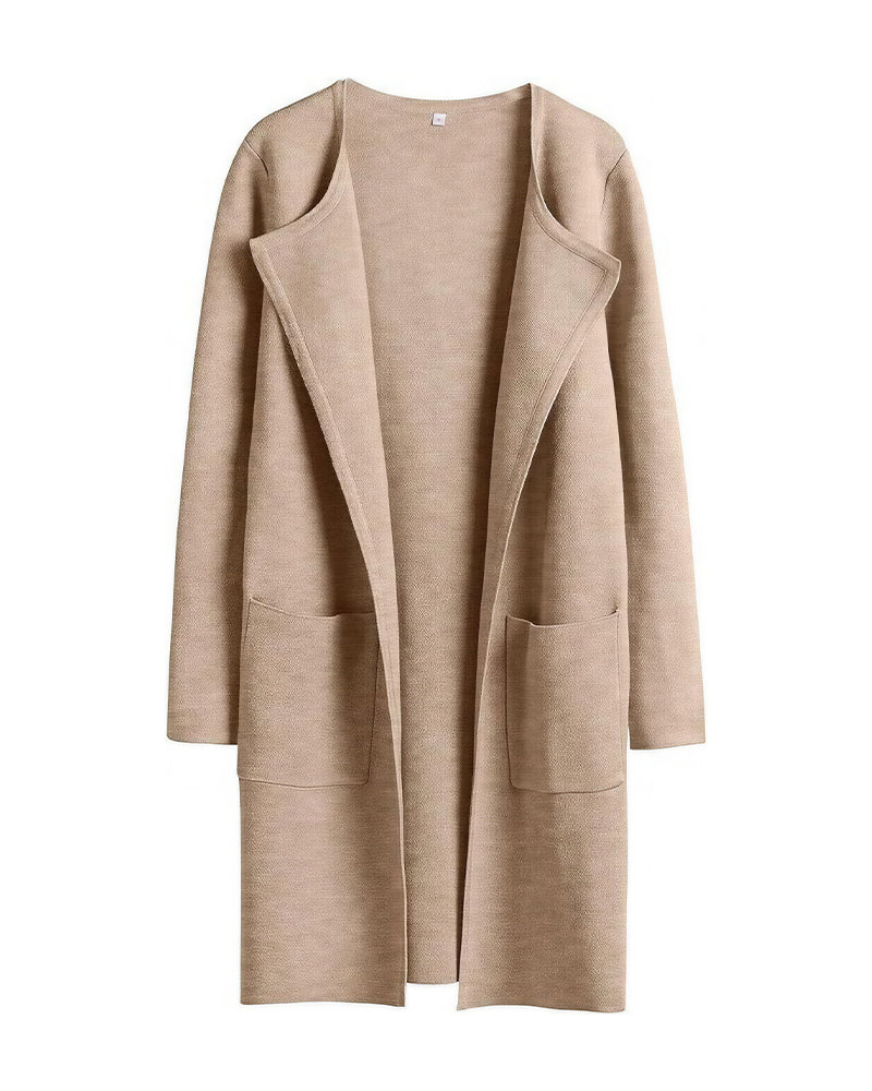 Willluxe® Open Front Lapel Cardigan