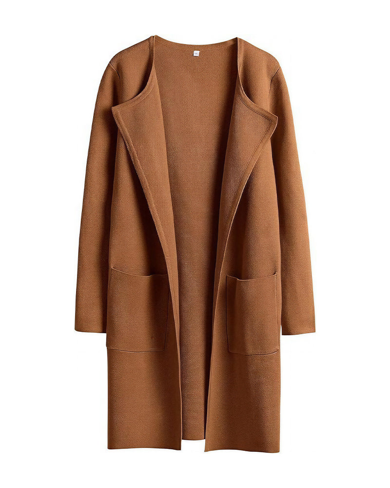Willluxe® Open Front Lapel Cardigan