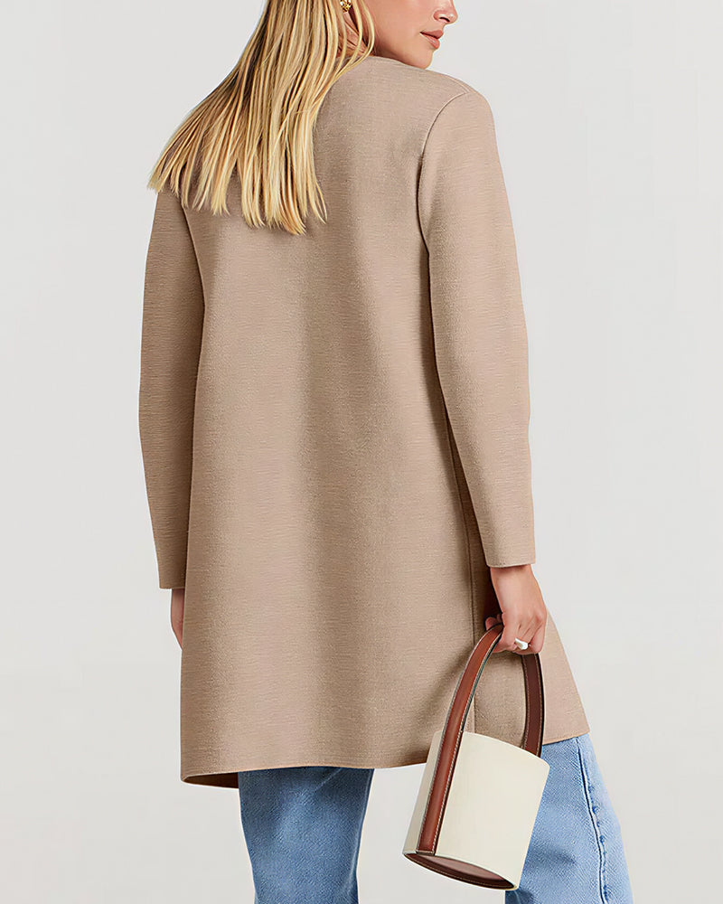 Willluxe® Open Front Lapel Cardigan
