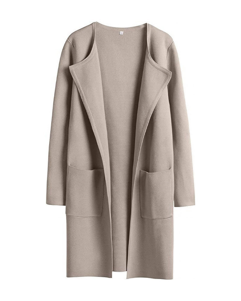 Willluxe® Open Front Lapel Cardigan