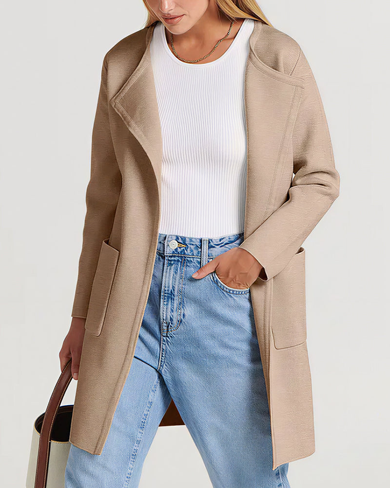 Willluxe® Open Front Lapel Cardigan