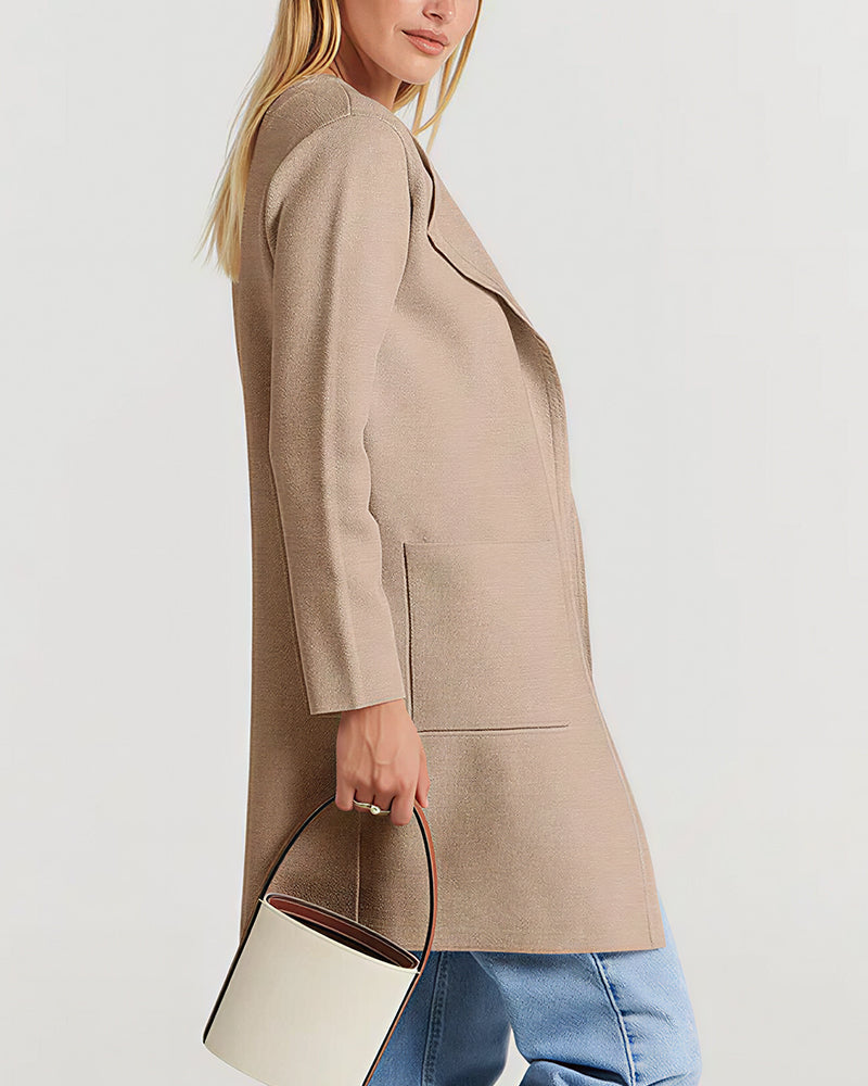 Willluxe® Open Front Lapel Cardigan